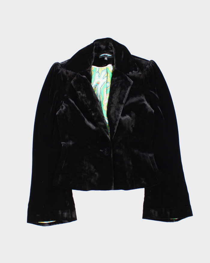 Vintage Y2K 00s Women's Till The End Velour Silk Lined Flared Cuff Blazer - XS