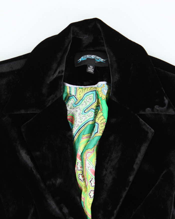 Vintage Y2K 00s Women's Till The End Velour Silk Lined Flared Cuff Blazer - XS