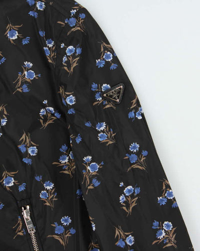 Vintage Women's Prada Floral Print Classic Sleeve Badge Hooded Windbreaker - L