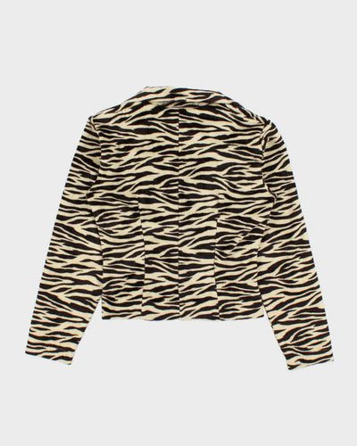 Vintage 90s Morgan De Toi Short Faux Fur Zebra Print Jacket - S