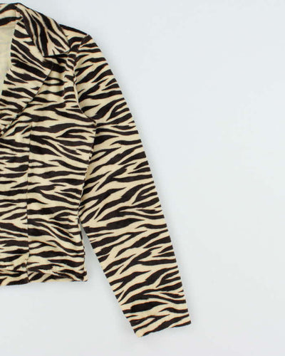 Vintage 90s Morgan De Toi Short Faux Fur Zebra Print Jacket - S