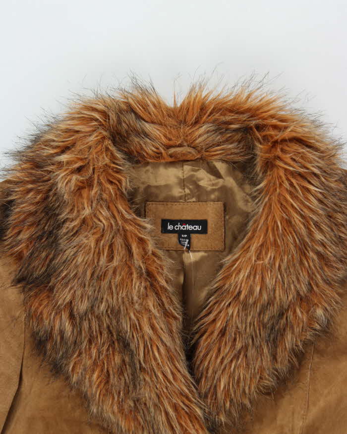 Vintage 90s 00s Le Chateau Suede Long Coat - S