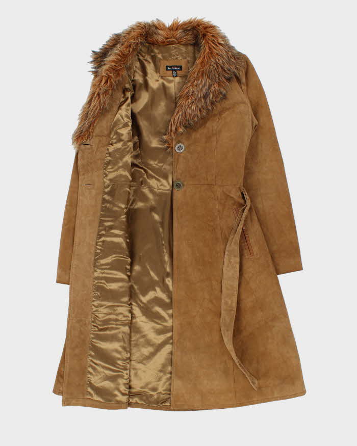 Vintage 90s 00s Le Chateau Suede Long Coat - S