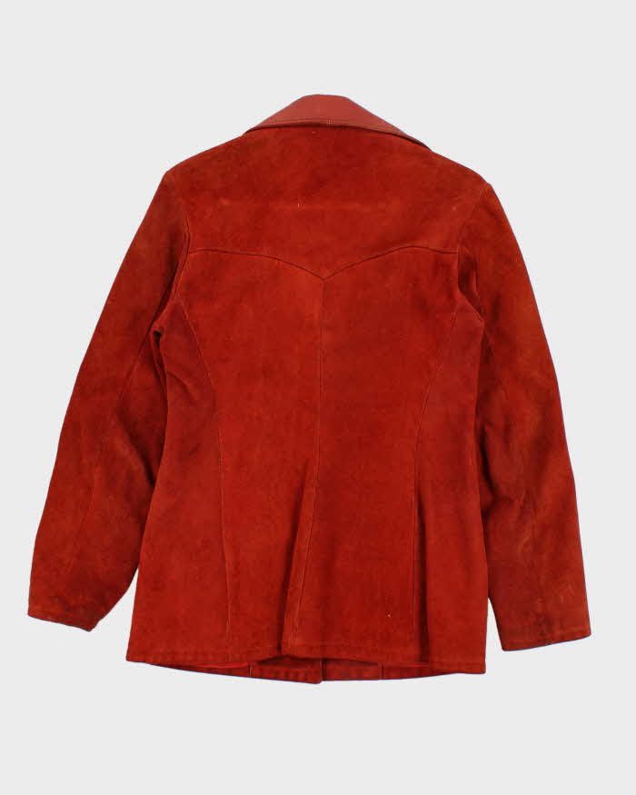 Vintage 1970s Women's Texas Burnt Orange Suede Leather Jacket - L