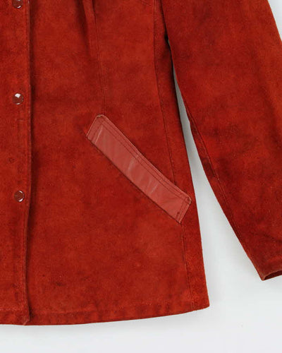 Vintage 1970s Women's Texas Burnt Orange Suede Leather Jacket - L