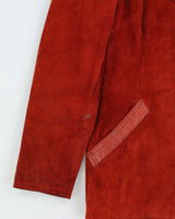 Vintage 1970s Women's Texas Burnt Orange Suede Leather Jacket - L