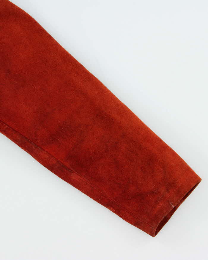 Vintage 1970s Women's Texas Burnt Orange Suede Leather Jacket - L