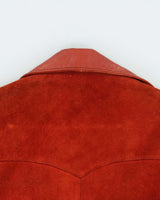 Vintage 1970s Women's Texas Burnt Orange Suede Leather Jacket - L