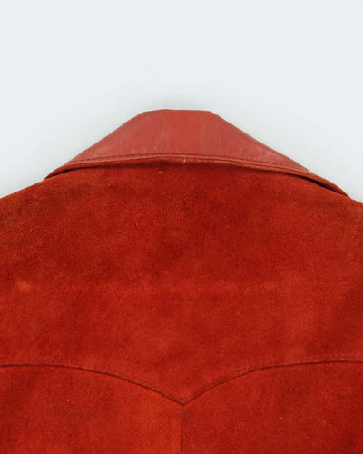Vintage 1970s Women's Texas Burnt Orange Suede Leather Jacket - L
