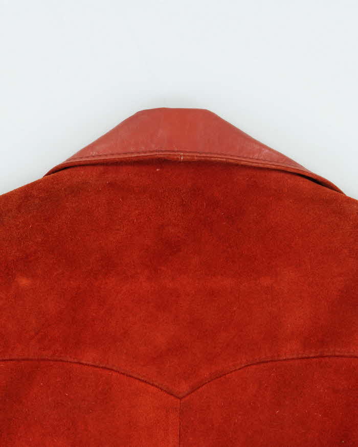 Vintage 1970s Women's Texas Burnt Orange Suede Leather Jacket - L