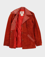 Vintage 1970s Women's Texas Burnt Orange Suede Leather Jacket - L