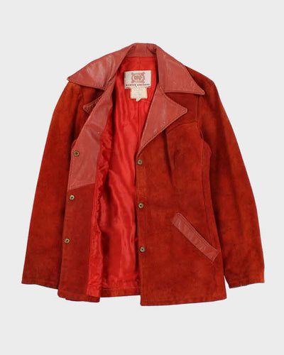 Vintage 1970s Women's Texas Burnt Orange Suede Leather Jacket - L