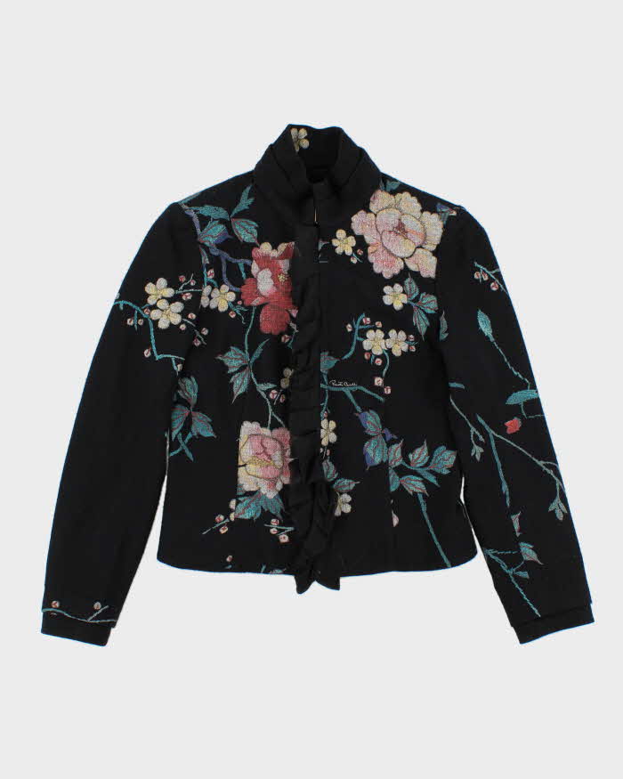 Vintage Roberto Cavalli Wool Lightweight Floral Blazer - S