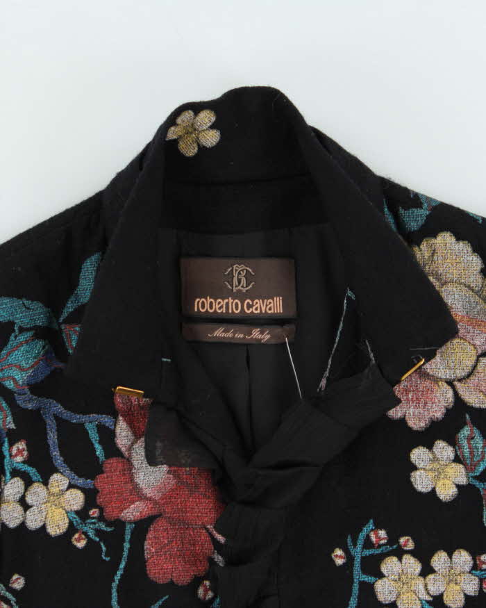 Vintage Roberto Cavalli Wool Lightweight Floral Blazer - S