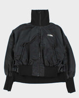 Adidas Originals Women's Black Elongated Ribbed Oversized Bomber Jacket - XS