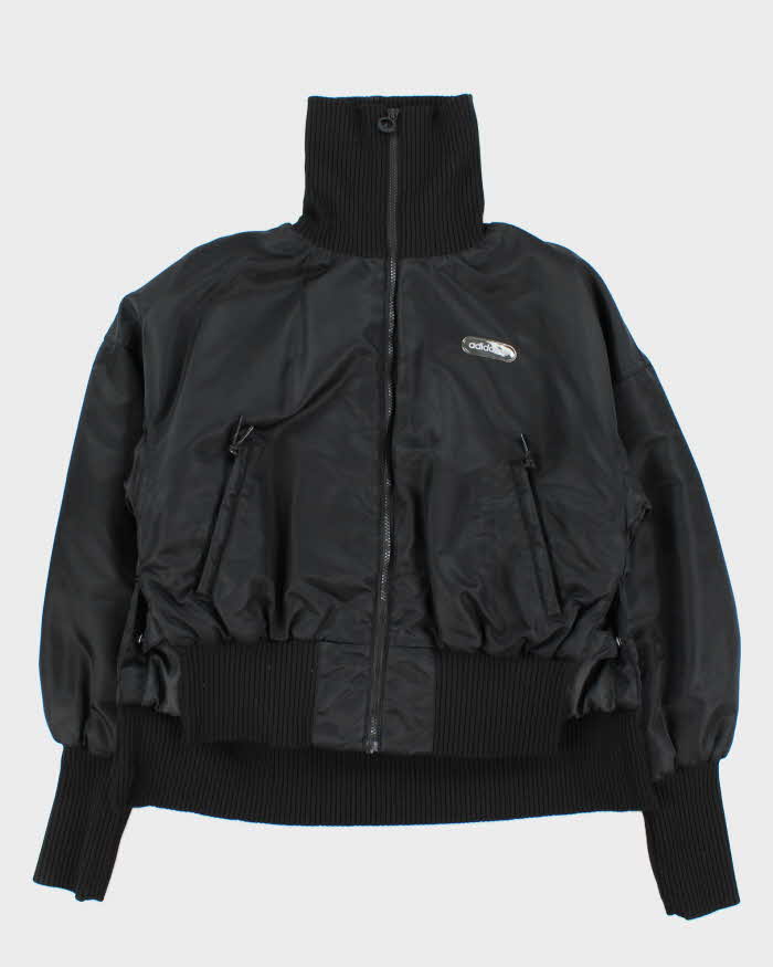 Adidas Originals Women's Black Elongated Ribbed Oversized Bomber Jacket - XS