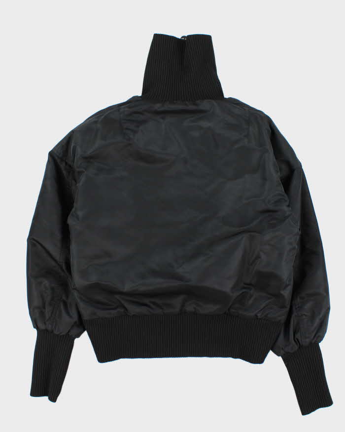 Adidas Originals Women's Black Elongated Ribbed Oversized Bomber Jacket - XS