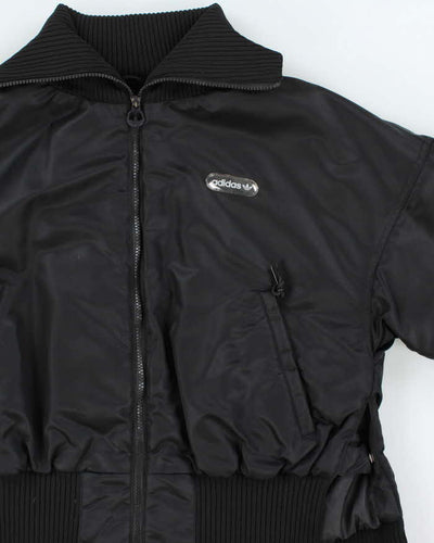 Adidas Originals Women's Black Elongated Ribbed Oversized Bomber Jacket - XS