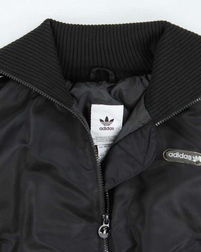 Adidas Originals Women's Black Elongated Ribbed Oversized Bomber Jacket - XS