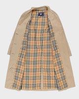Vintage 1980s Women's Burberry Nova Check Lined Classic Oversized Mac - L