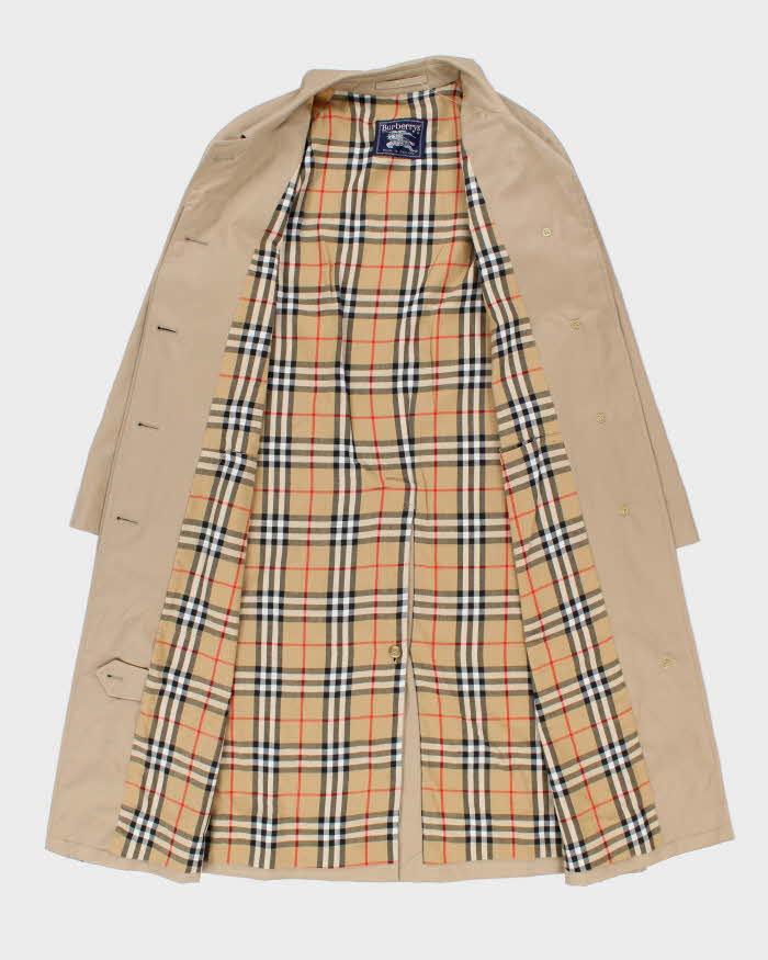 Vintage 1980s Women's Burberry Nova Check Lined Classic Oversized Mac - L