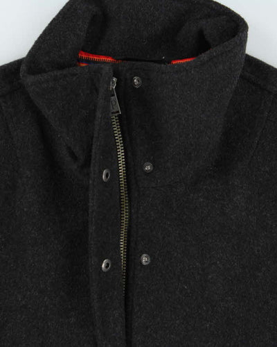 Vintage Women's Grey Pendleton Cascade Wool Zip-Up Oversized Overcoat - S