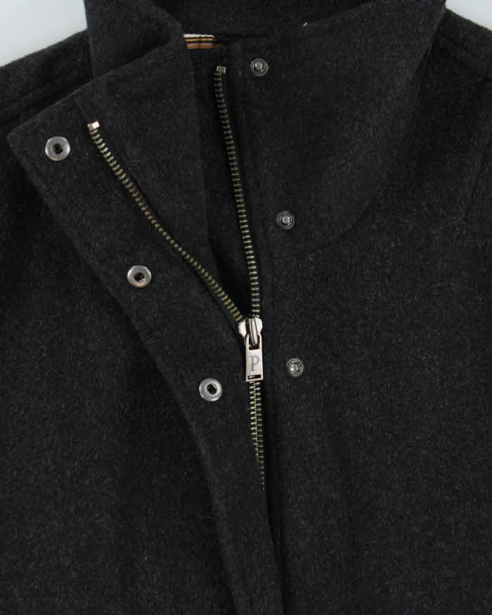 Vintage Women's Grey Pendleton Cascade Wool Zip-Up Oversized Overcoat - M