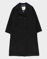 Vintage 1990s Women's Black London Fog Kensington Wool Oversized Trench Coat - XL