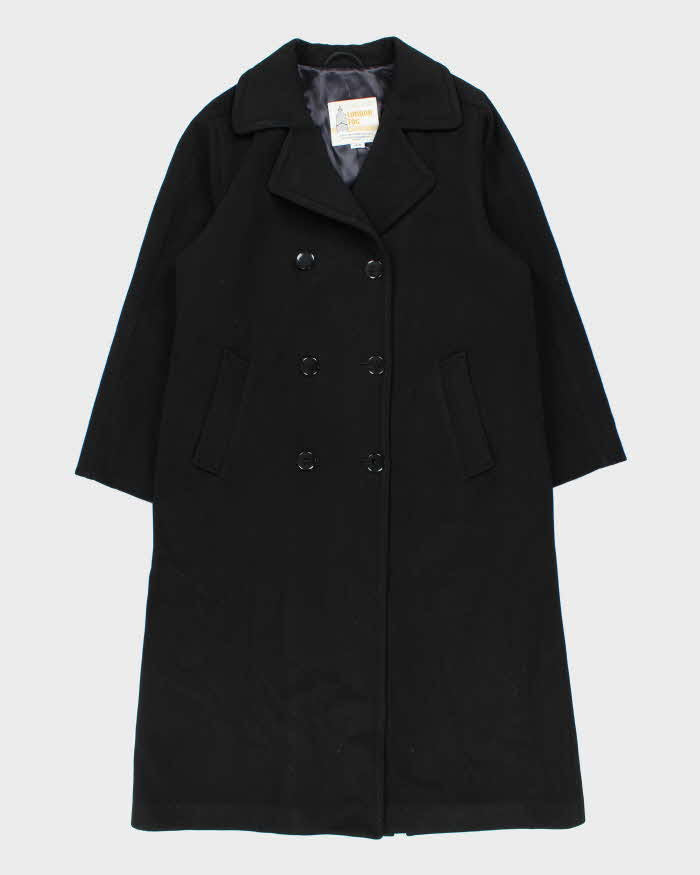 Vintage 1990s Women's Black London Fog Kensington Wool Oversized Trench Coat - XL