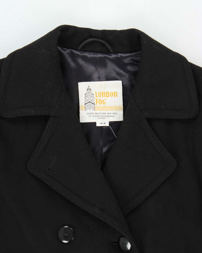 Vintage 1990s Women's Black London Fog Kensington Wool Oversized Trench Coat - XL