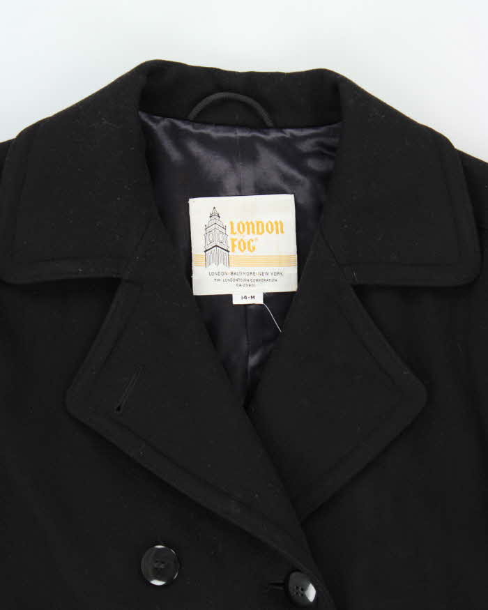 Vintage 1990s Women's Black London Fog Kensington Wool Oversized Trench Coat - XL