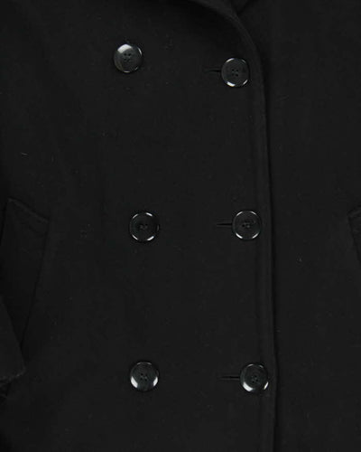 Vintage 1990s Women's Black London Fog Kensington Wool Oversized Trench Coat - XL