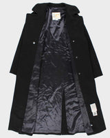 Vintage 1990s Women's Black London Fog Kensington Wool Oversized Trench Coat - XL