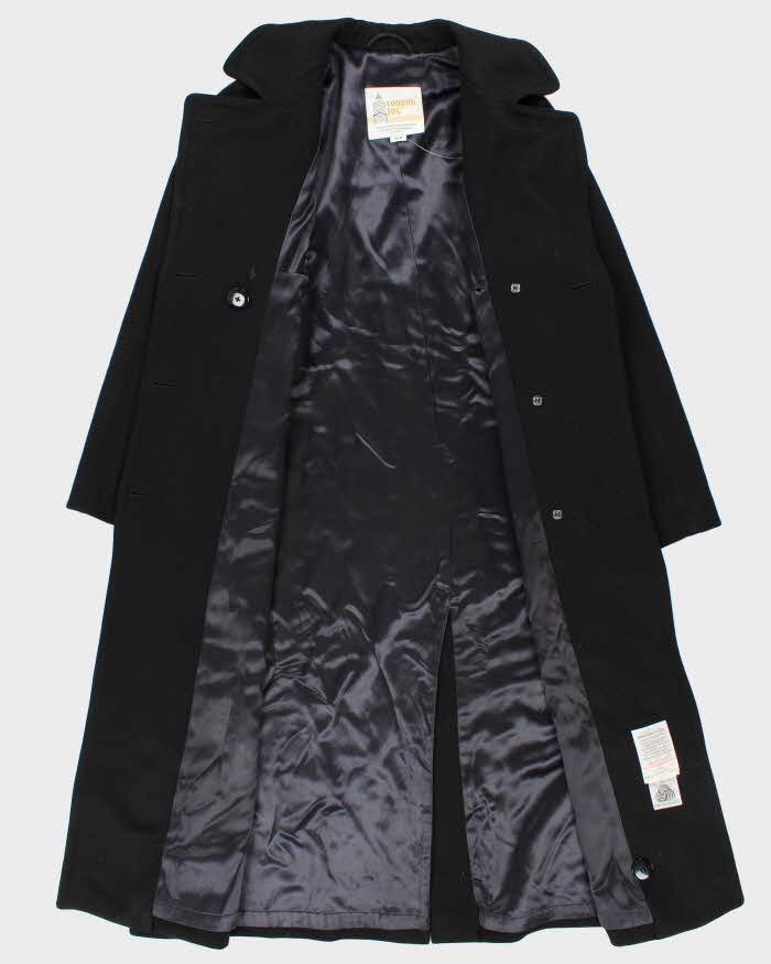 Vintage 1990s Women's Black London Fog Kensington Wool Oversized Trench Coat - XL