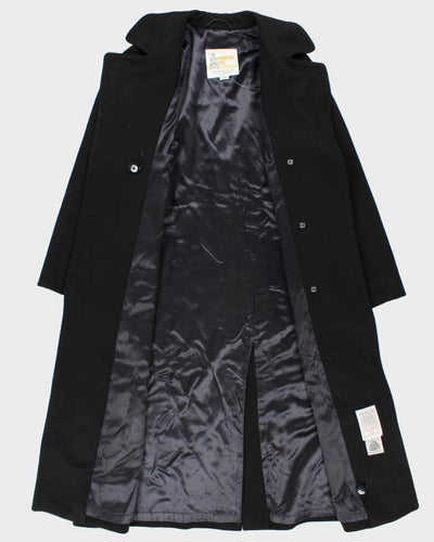 Vintage 1990s Women's Black London Fog Kensington Wool Oversized Trench Coat - XL