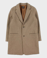 Vintage Women's A.P.C Brown Wool Single Breasted Overcoat - M