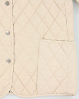 Vintage Women's Y2K 00s Burberry Cream Quilted Collared Jacket - L