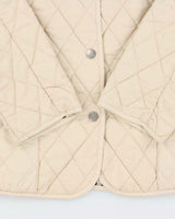 Vintage Women's Y2K 00s Burberry Cream Quilted Collared Jacket - L