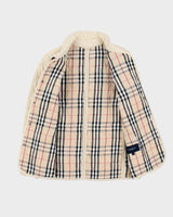 Vintage Women's Y2K 00s Burberry Cream Quilted Collared Jacket - L