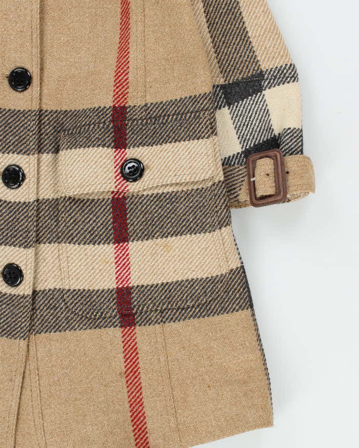 Vintage Y2K 00s Women's Burberry Nova Check Oversized Feature Wool Overcoat - XS