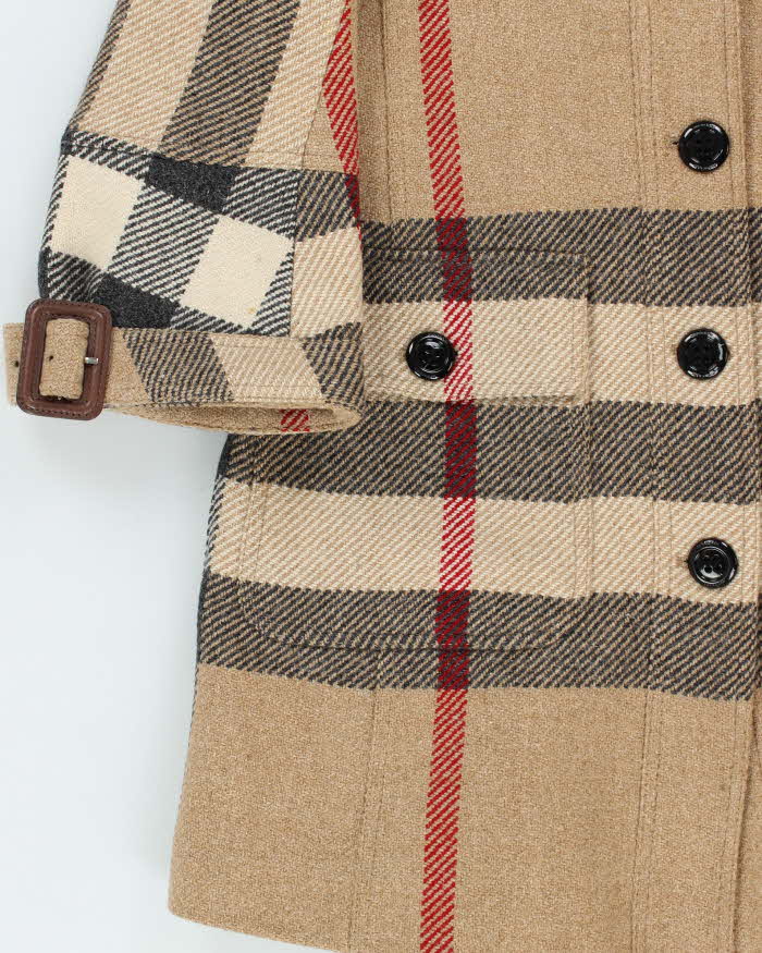 Vintage Y2K 00s Women's Burberry Nova Check Oversized Feature Wool Overcoat - XS