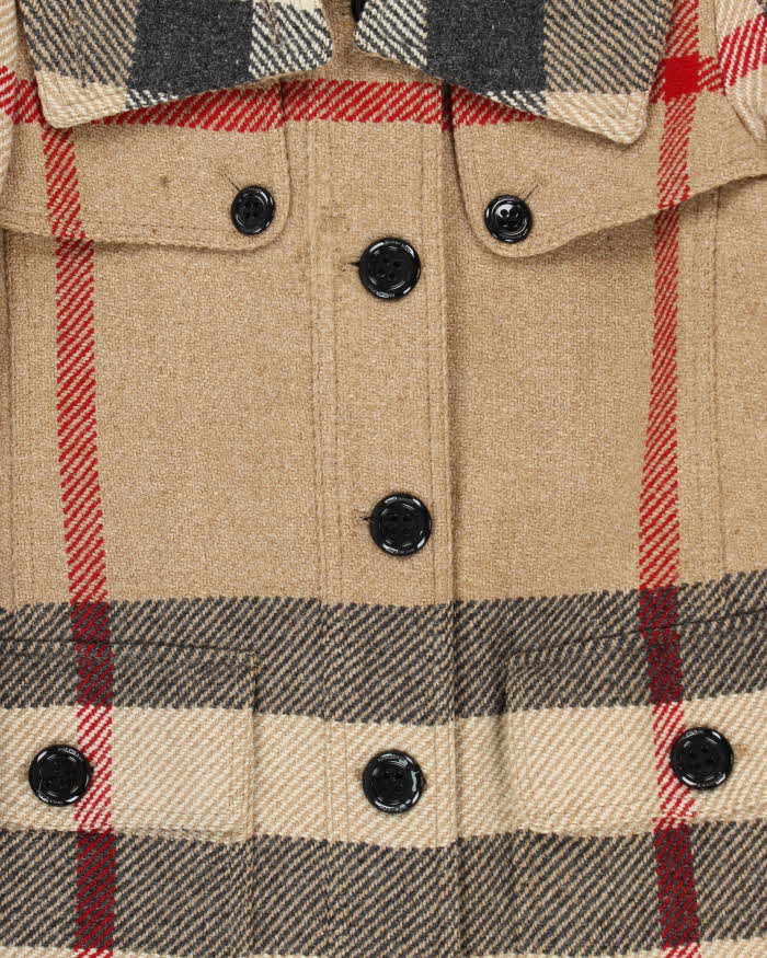 Vintage Y2K 00s Women's Burberry Nova Check Oversized Feature Wool Overcoat - XS