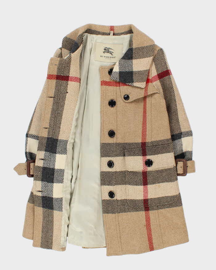 Vintage Y2K 00s Women's Burberry Nova Check Oversized Feature Wool Overcoat - XS