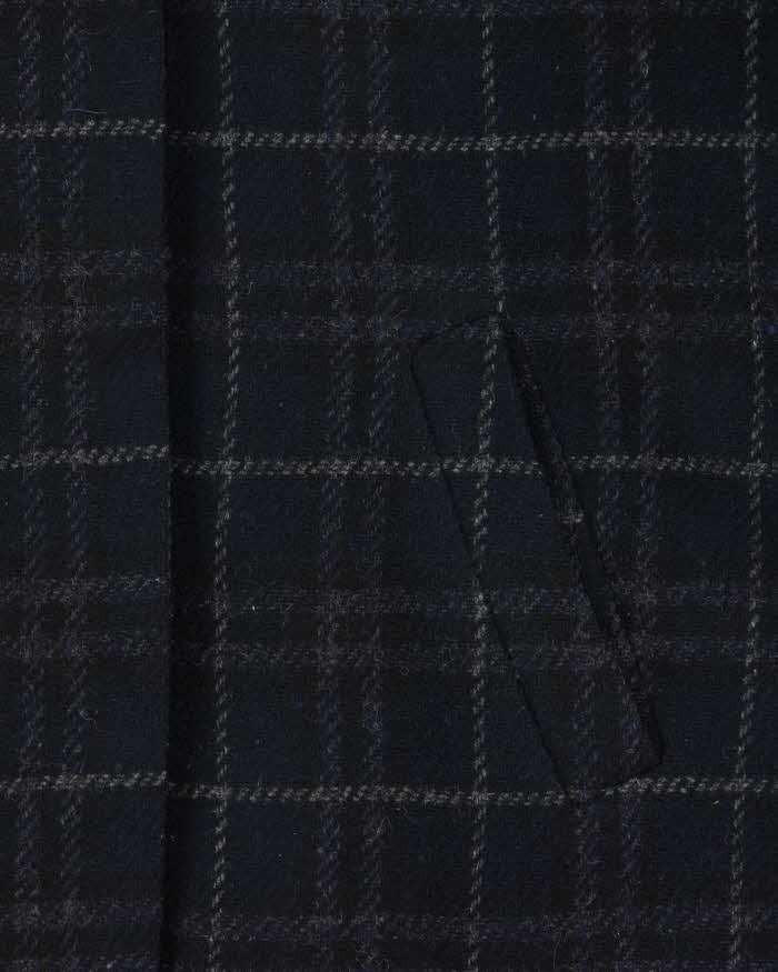 Vintage 1990s Women's Navy Burberry Nova Check Wool Overcoat - M