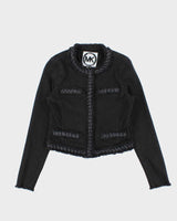 Vintage Women's Michael Kors Chain Detail Cropped Denim Jacket - XS