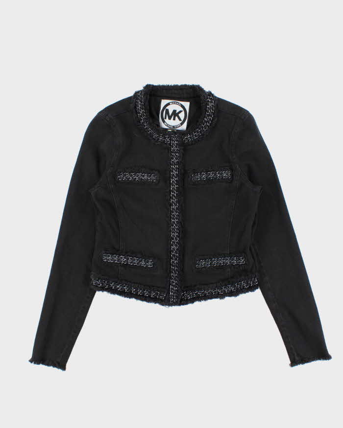 Vintage Women's Michael Kors Chain Detail Cropped Denim Jacket - XS