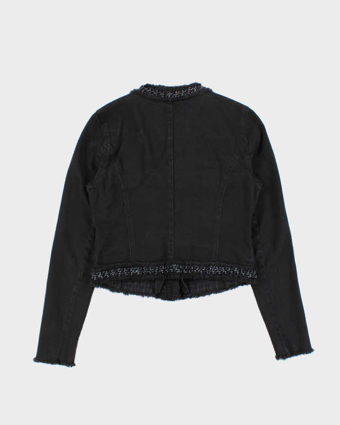 Vintage Women's Michael Kors Chain Detail Cropped Denim Jacket - XS