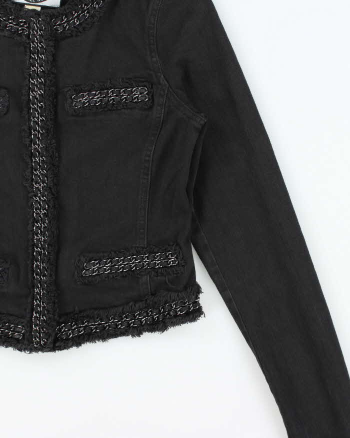Vintage Women's Michael Kors Chain Detail Cropped Denim Jacket - XS
