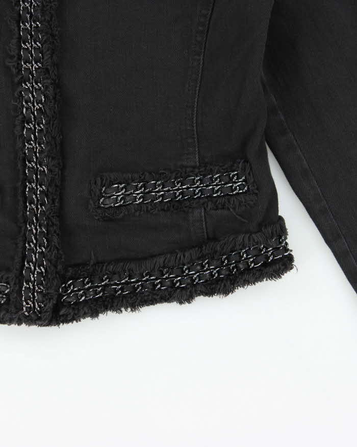 Vintage Women's Michael Kors Chain Detail Cropped Denim Jacket - XS