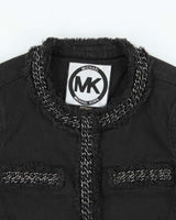 Vintage Women's Michael Kors Chain Detail Cropped Denim Jacket - XS